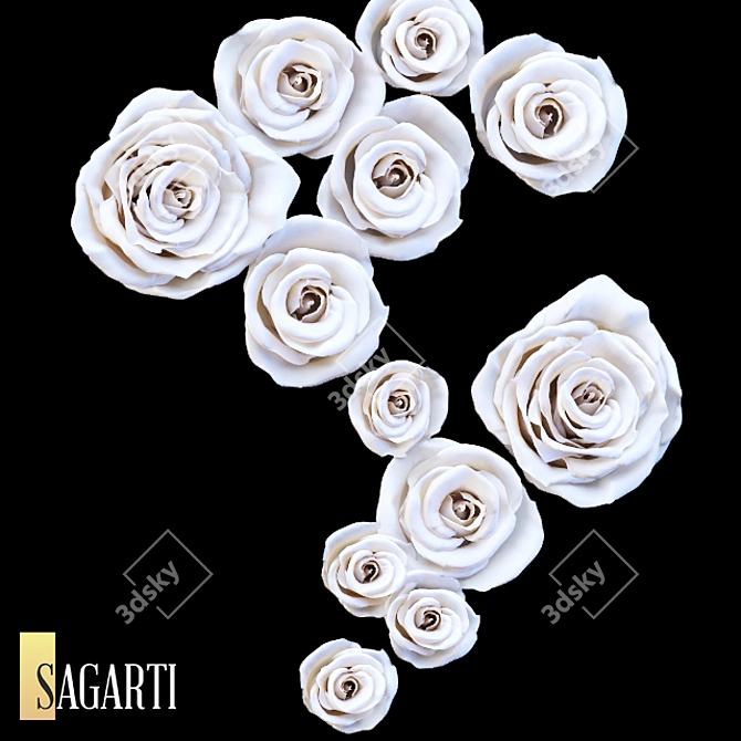 Sagarti Rose Decor: Elegant Porcelain Wall Art 3D model image 3