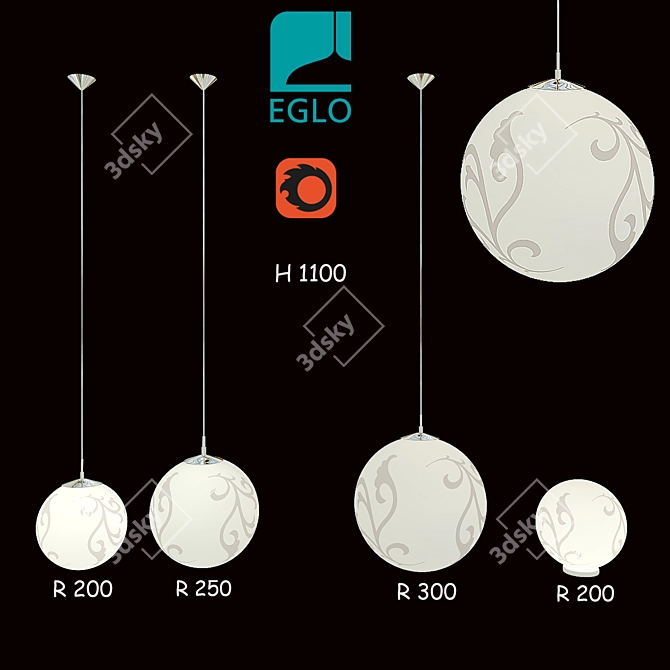 Elegant Silver Pendant: Eglo Rebecca 3D model image 1