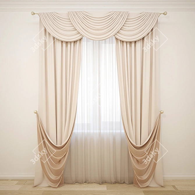 Elegant Curtain Set 3D model image 1