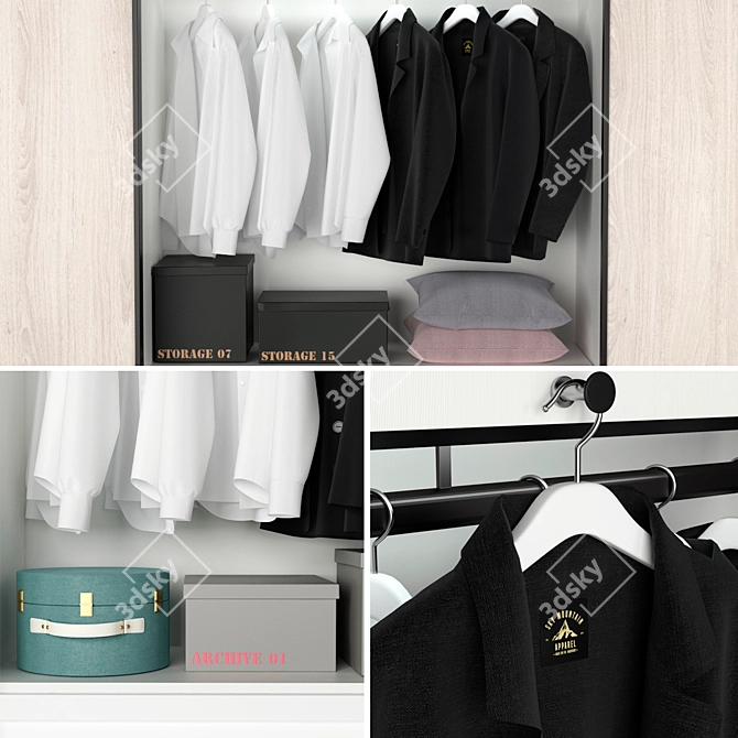 Modern Sliding Door Designer Wardrobe 3D model image 2