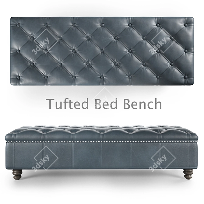 Elegant Tufted Bed Bench 3D model image 1