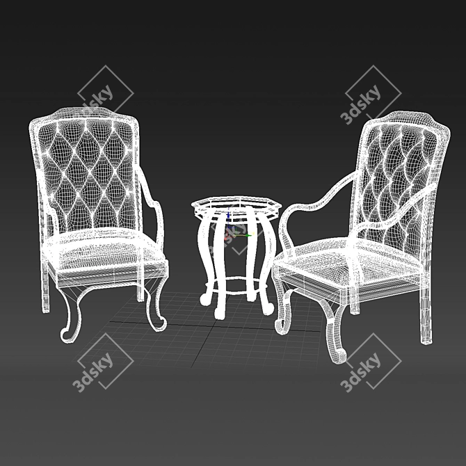 Middle Eastern Oriental Chair & Coffee Table 3D model image 3