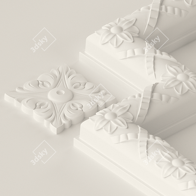 Elegant Angled Panel Moldings 3D model image 2