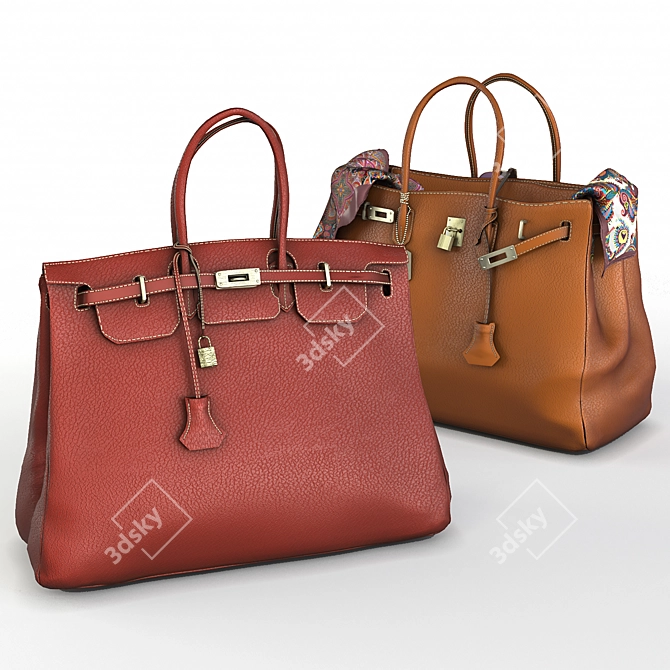 Luxury Heritage: Hermes Birkin Handbags 3D model image 1