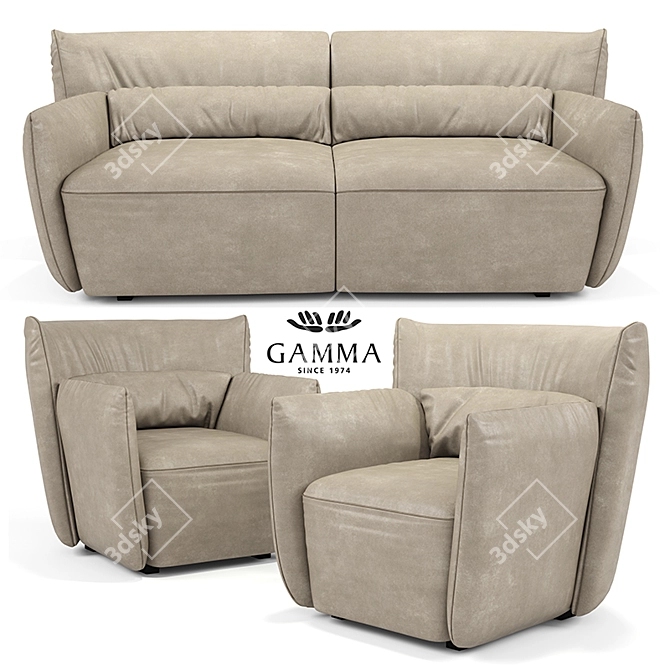 Modern Tulip Sofa & Chair Set 3D model image 1