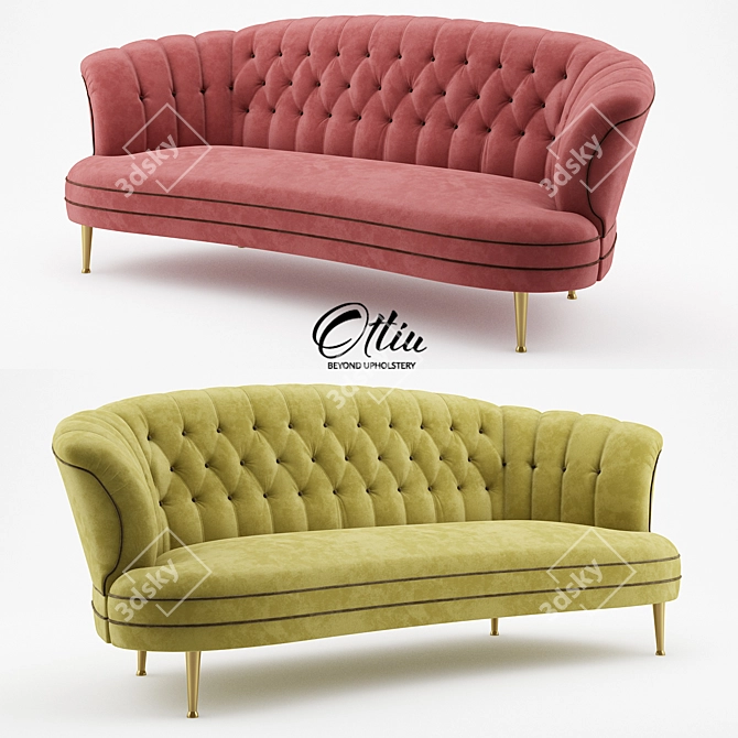 Velvet Diana Sofa: Elegant Beechwood & Brass Legs 3D model image 1