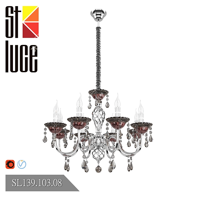 Chic Bordovyy Chandelier: STLuce SL139.103.08 3D model image 1