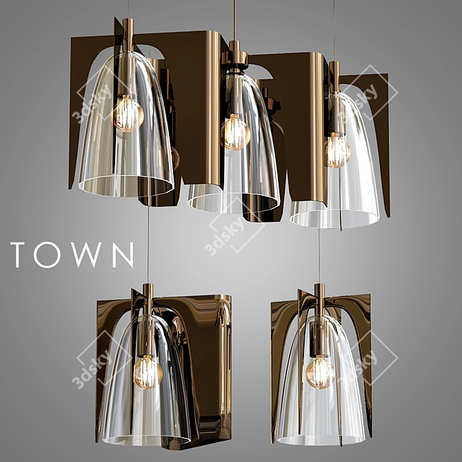 Elegant Acacia Pendant Light 3D model image 1