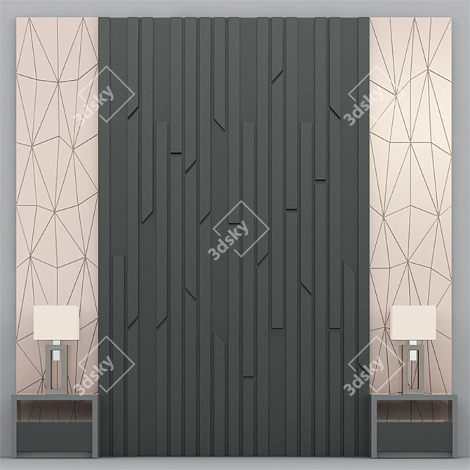 Rustic Reclaimed Wood Headboard 3D model image 1