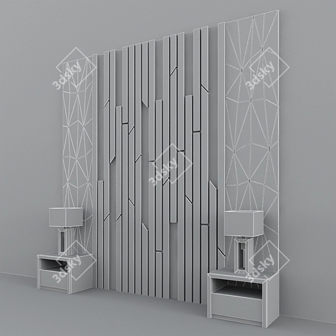 Rustic Reclaimed Wood Headboard 3D model image 2