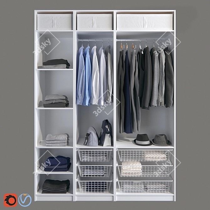 Stylish PAX Wardrobe - Organize in Style 3D model image 1