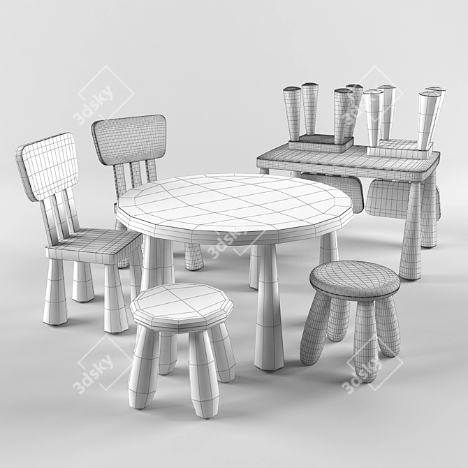 Stylish and Sturdy Ikea Mammut Furniture 3D model image 2
