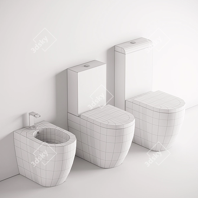 Sleek Smile Collection: Elegant Floor Bidets & Toilets 3D model image 3