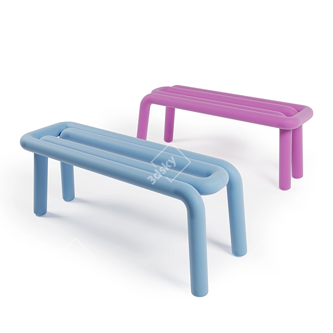 Moustache Bold Bench: Boldly Redefining Seating 3D model image 1