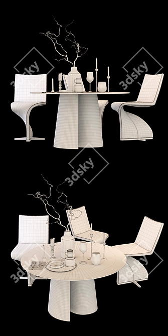 Tonon Twist Chair and Table Set 3D model image 3