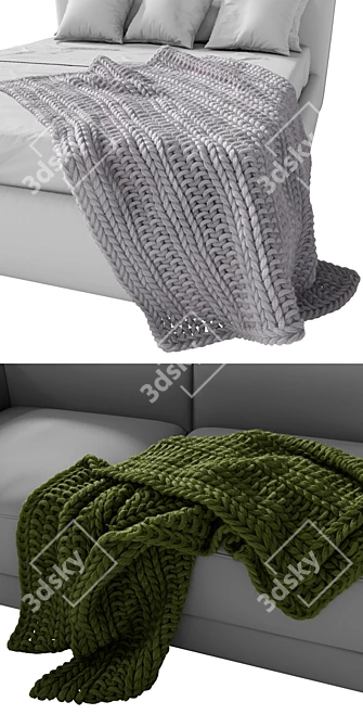 Cozy Home Republic Chunky Knit Throw 3D model image 2