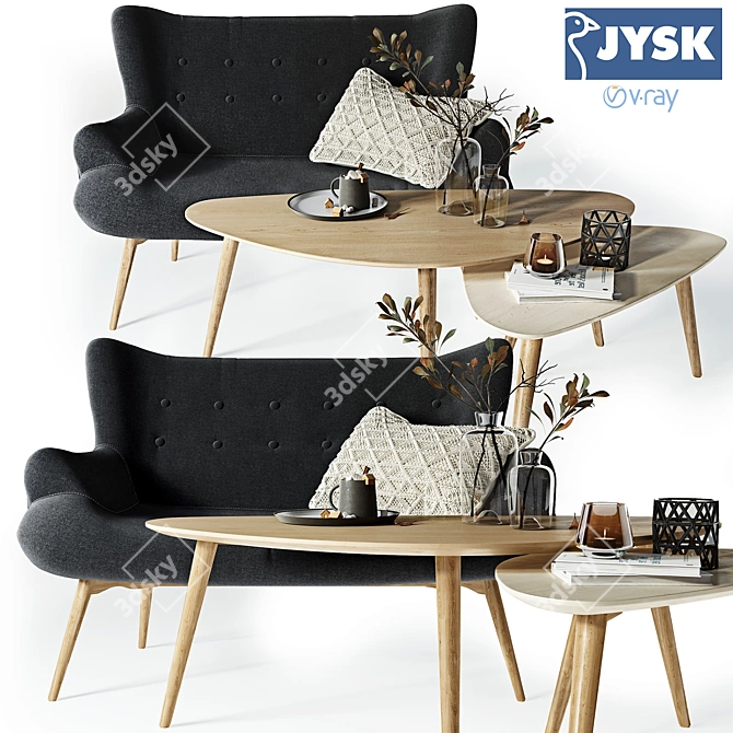 EJERSLEV 2-Seater Sofa: Stylish & Comfortable 3D model image 1