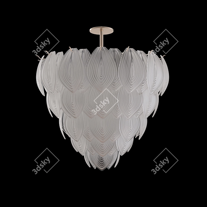 Vintage Murano Frosted Glass Chandelier 3D model image 2