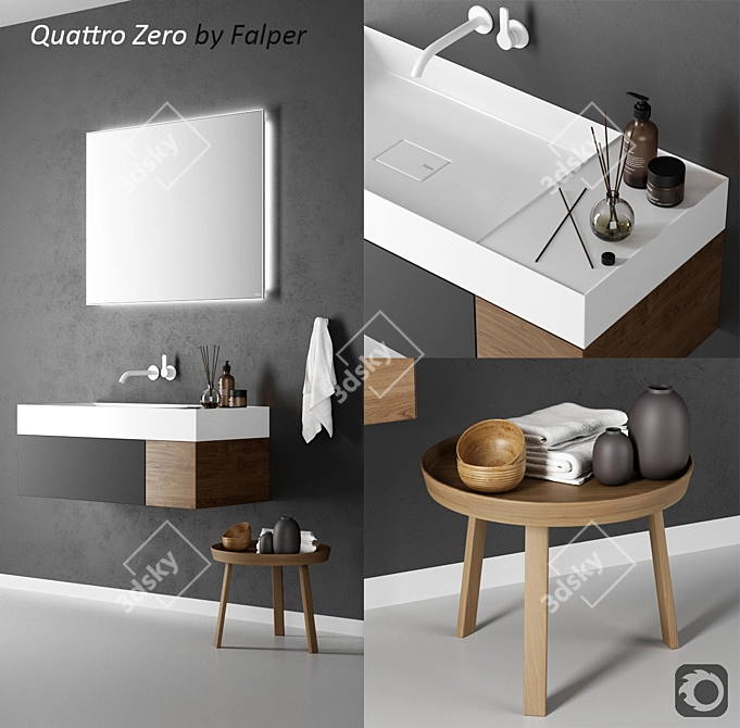 Quattro.Zero Wall-Mounted Washbasin 3D model image 1