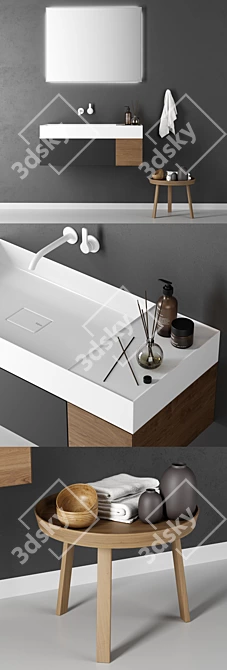 Quattro.Zero Wall-Mounted Washbasin 3D model image 2