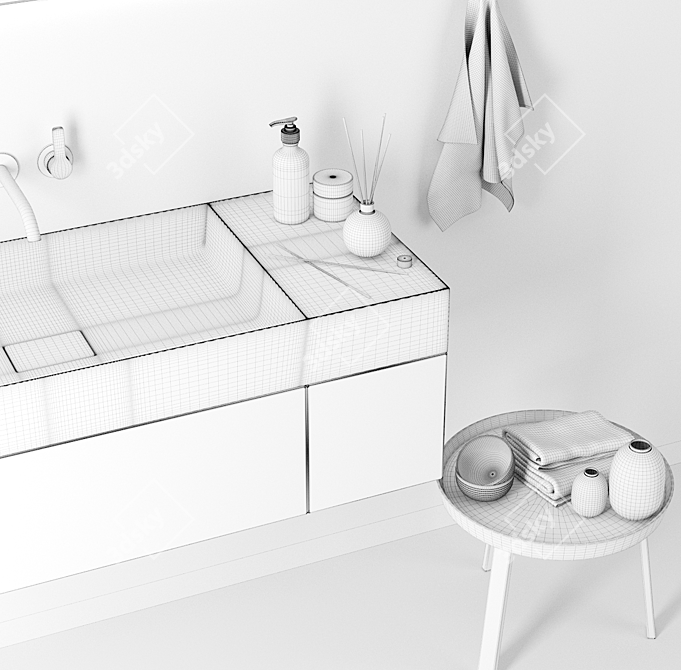 Quattro.Zero Wall-Mounted Washbasin 3D model image 3