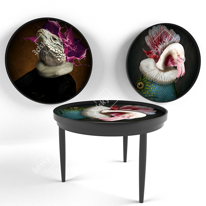 Transformable Dixit Coffee Table: Salver & Wall Art 3D model image 2
