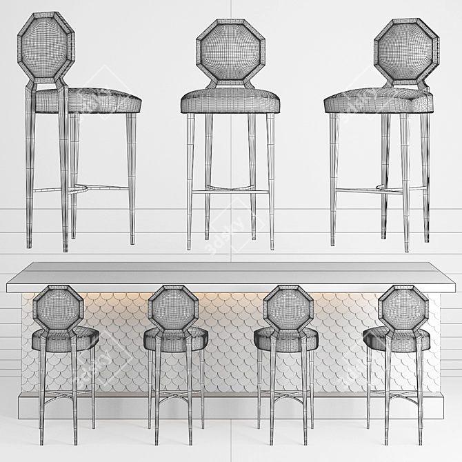 Elevate your bar with our stylish counter and chair 3D model image 2