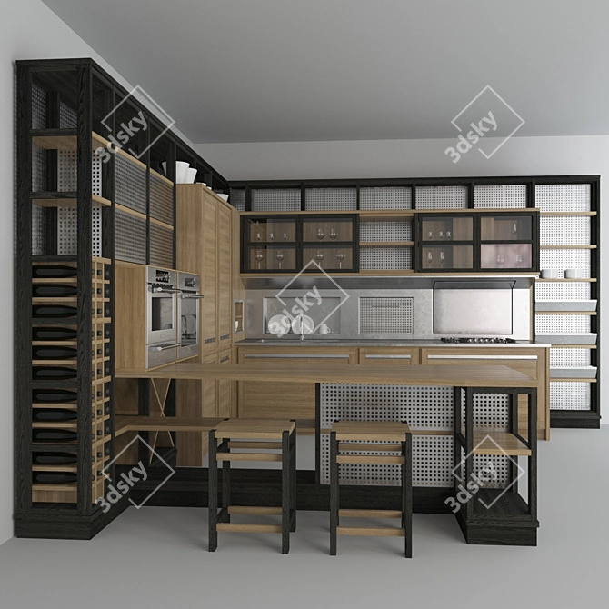 Italian Kitchen Roveretto: Sleek Design with Ilve Technology 3D model image 1