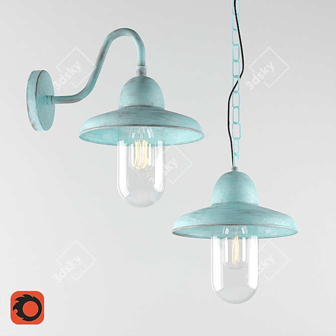 Rustic Metal and Glass Wall Sconce 3D model image 1