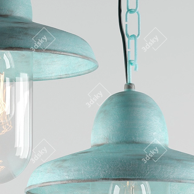 Rustic Metal and Glass Wall Sconce 3D model image 2