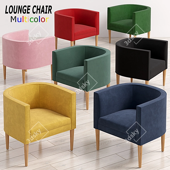 Modern Colorful Lounge Chair Set 3D model image 2
