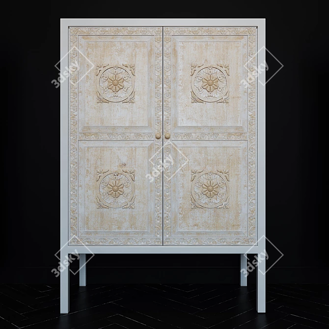 Modern White Metal & Wood Sideboard: Maisons du Monde Mambok 3D model image 1