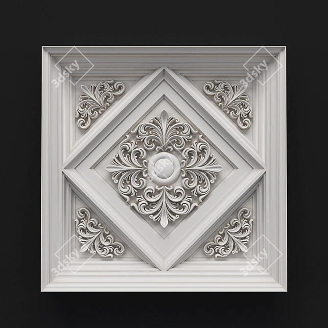 Elegant Stucco Caisson 3D model image 1