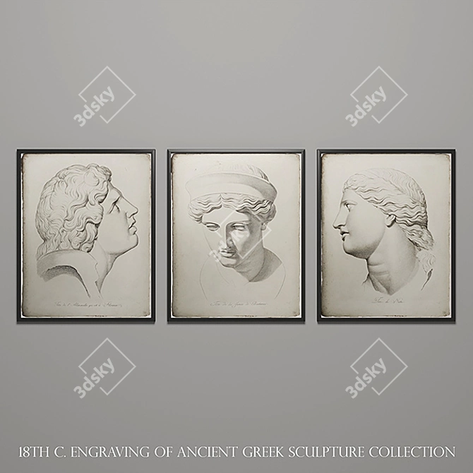 Ancient Greek Sculpture Engravings 3D model image 1