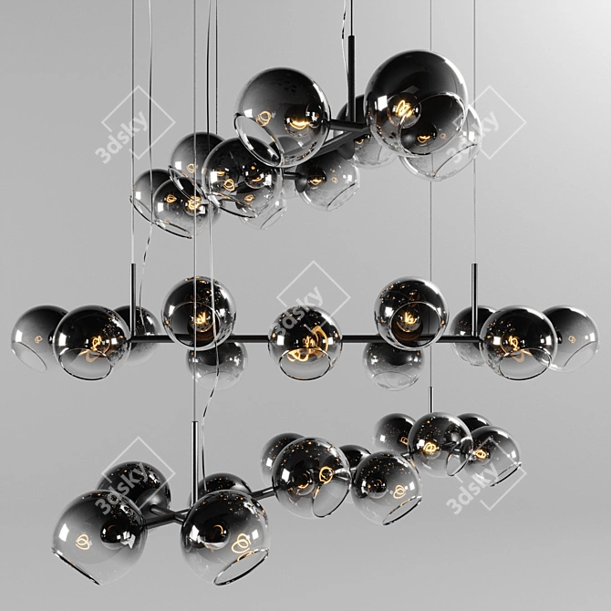 Stunning Staggered Glass Chandelier 3D model image 1