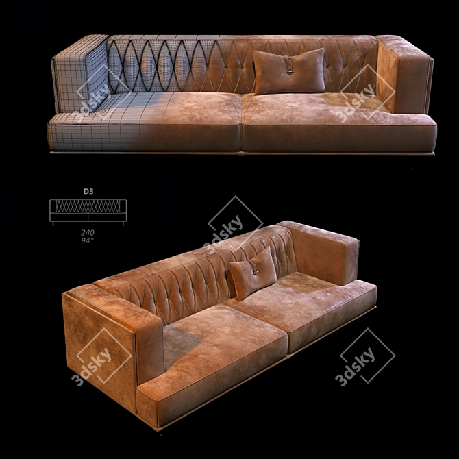 McQUEEN - Classic Wooden Frame Sofa 3D model image 1