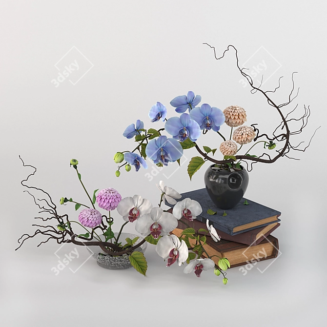 Elegant Orchid Ikebana Art 3D model image 1