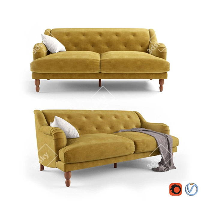 Ariana MADE 3-Seater Sofa: Luxurious Comfort 3D model image 1