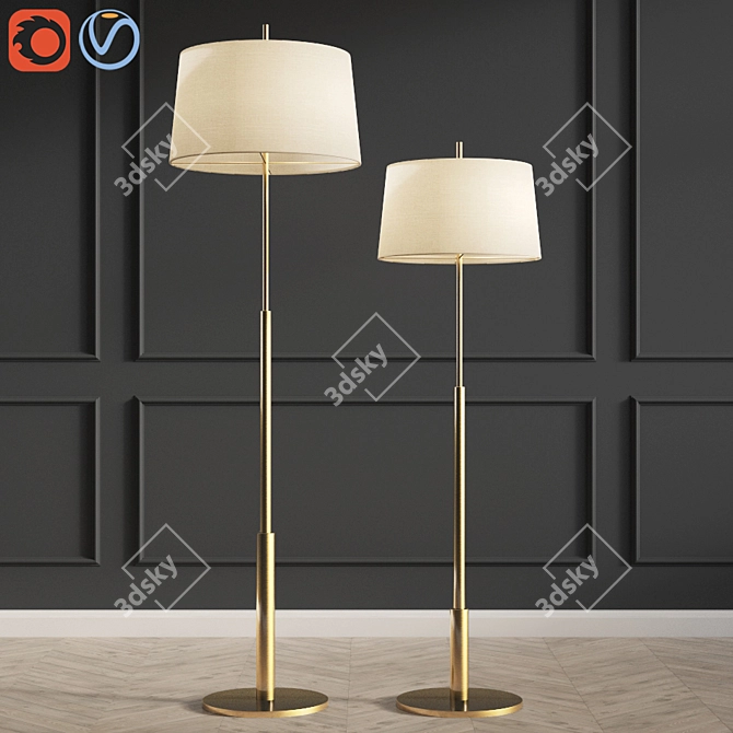 Elegant Diana Gold Floor Lamp 3D model image 1