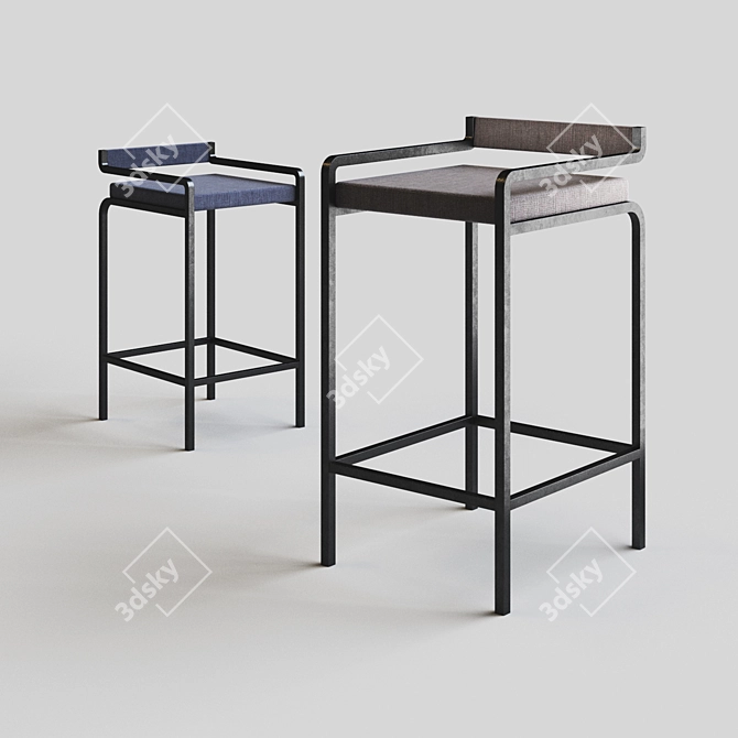 Sophisticated Ergonomic Stool 3D model image 2