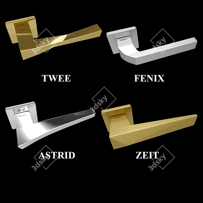 Mandelli Handles Set: 4pcs, 4 Colors 3D model image 3