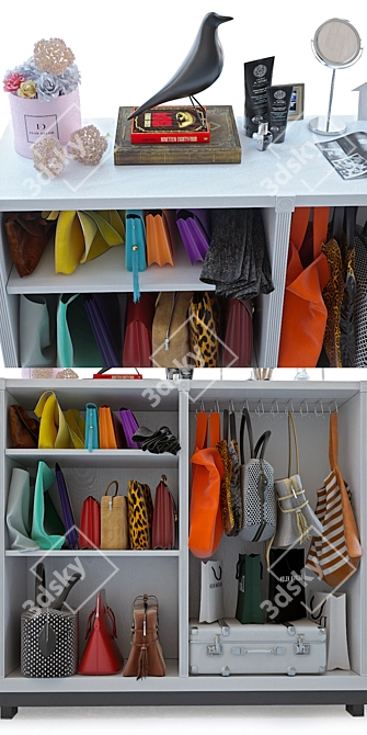 Storage Solution with Bags & Decor 3D model image 2