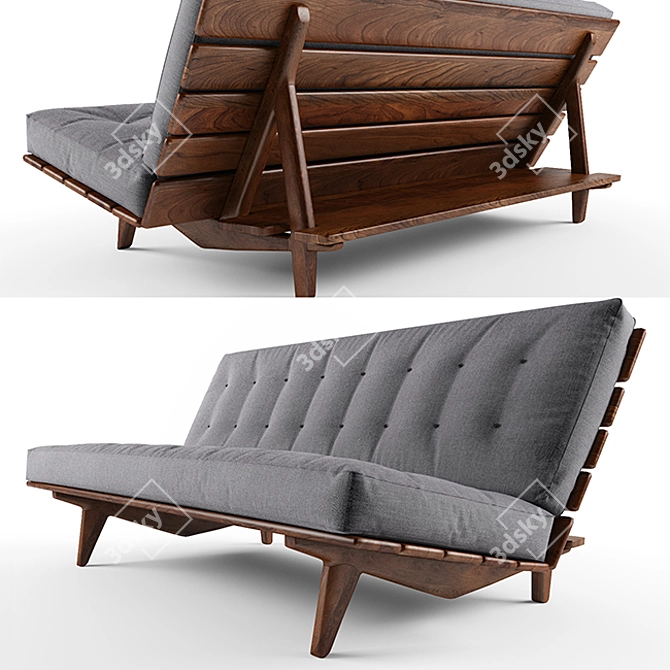 Vintage-inspired HAUNER Sofa 3D model image 1