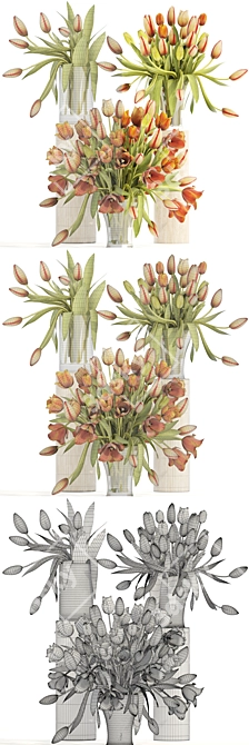 Exquisite Tulip Bouquet Collection 3D model image 3