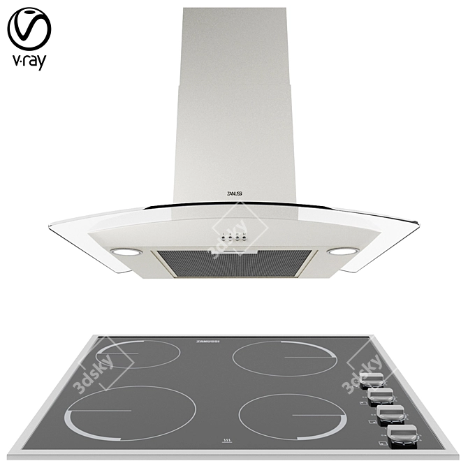 Zanussi Cooker Hood & Electric Hob Combo 3D model image 1