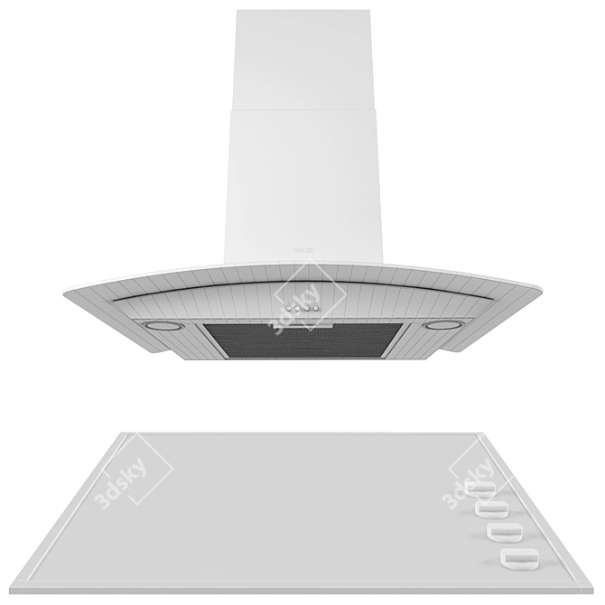 Zanussi Cooker Hood & Electric Hob Combo 3D model image 2