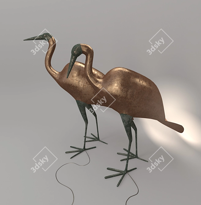 Elegant Crane Earrings 3D model image 1