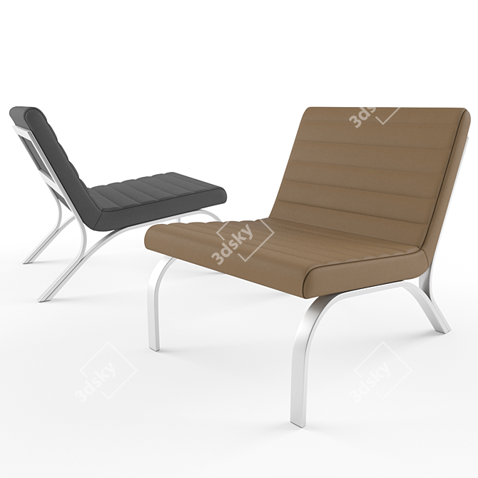 Westelm Leather Chair - Black & Camel 3D model image 1