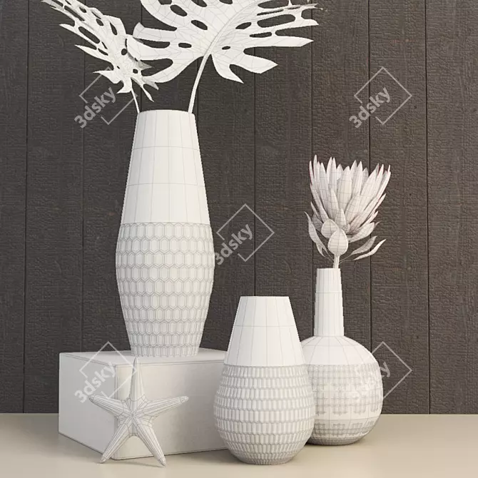 Honeycomb Metallic Vases Set 3D model image 2