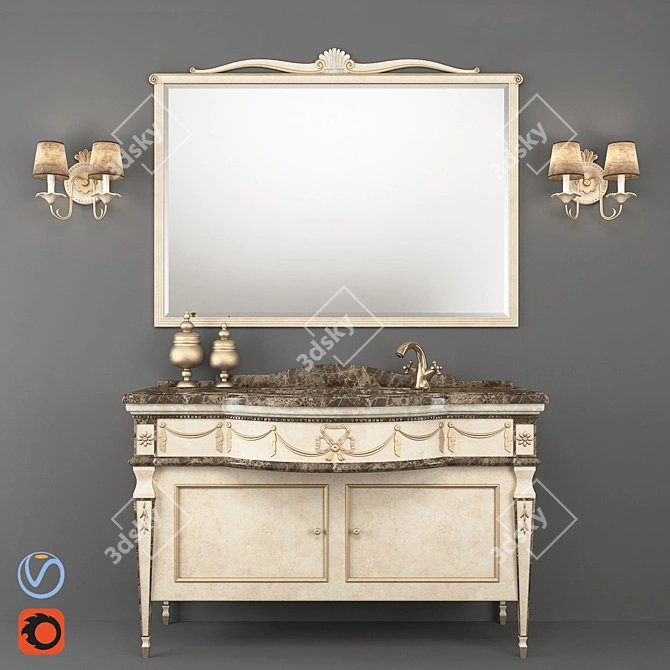 Italian designed Silvano Grifoni bathroom console 3D model image 1